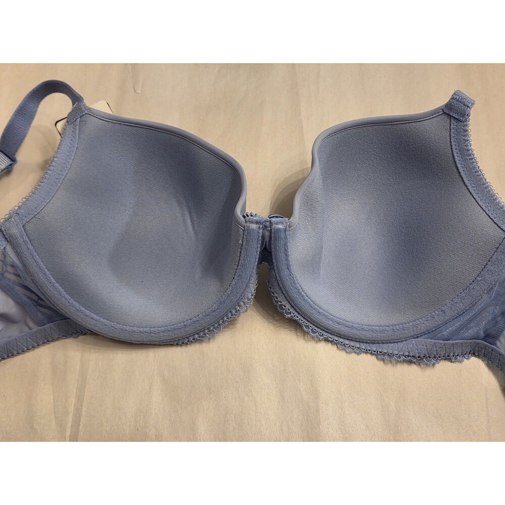 NWT Wacoal Lace Trim T-Shirt Bra 34D Periwinkle Blue Underwire Smooth Cups - Picture 6 of 9